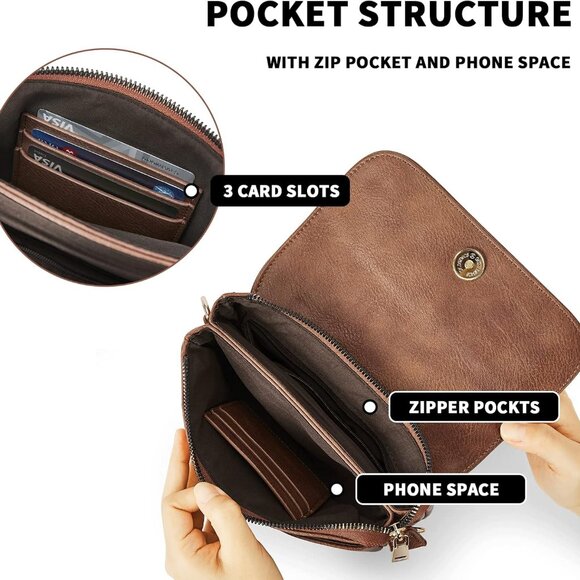 Small Crossbody Bags for Women, Vegan Leather Cell Phone Purse, Mini Travel Purs - Picture 3 of 6